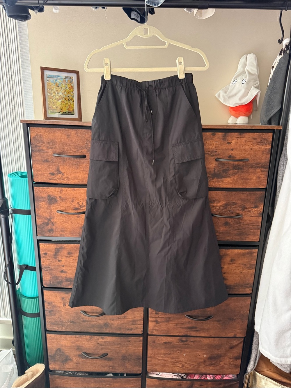 GU Maxi Black Cargo A-Line Skirt Cargo